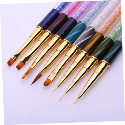 8pcs Rhinestone Handle Nail Pen Nail Art Liner Brush Nail Art Pens Glitter Nail Brushes Gradient Nail Painting Pen Nail Painting