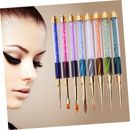 8pcs Rhinestone Handle Nail Pen Nail Art Liner Brush Nail Art Pens Glitter Nail Brushes Gradient Nail Painting Pen Nail Painting