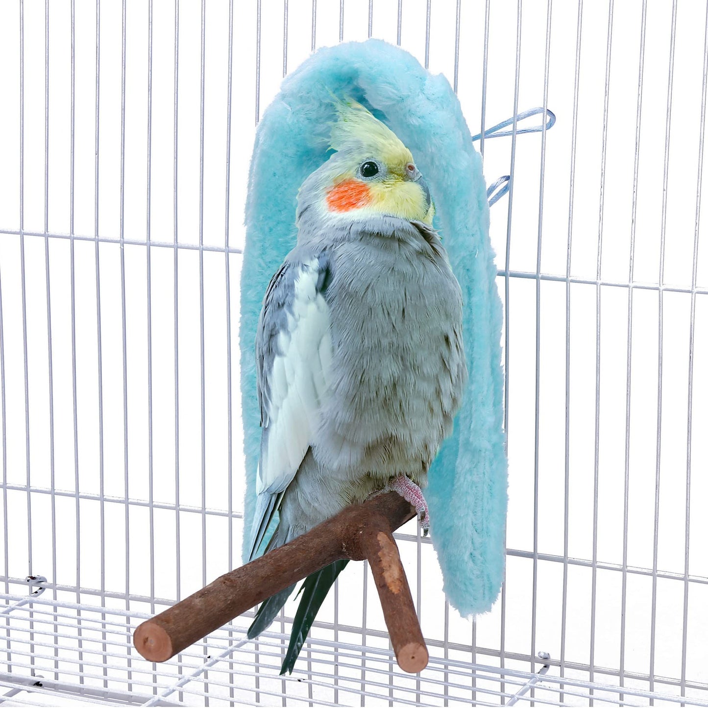Fleece Bird Blanket Parrot Cage Snuggle Hut Warm Bird Nest House Bed Hanging Hammock Toy for Pigeon Small Animals Shelter (Blue/M)