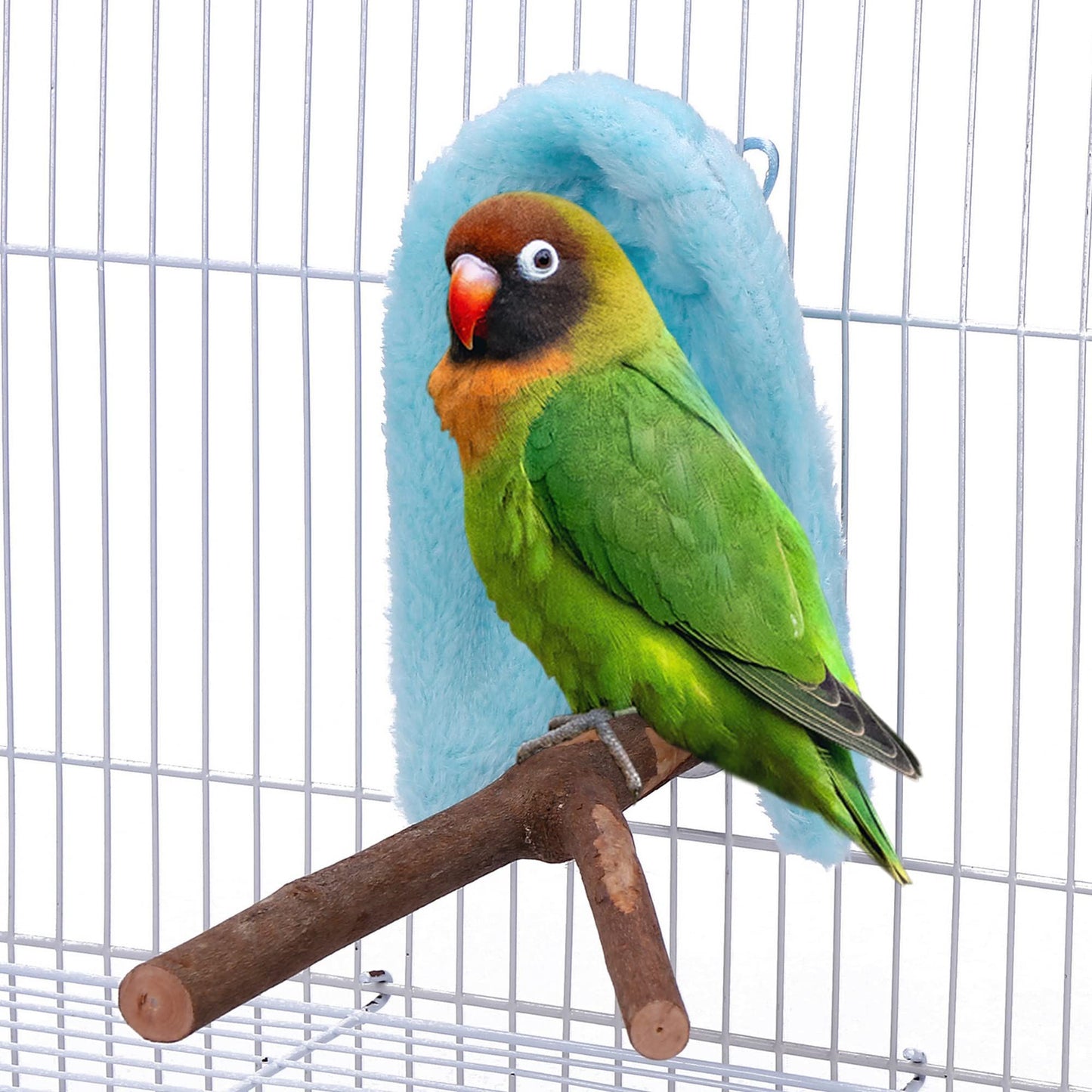 Fleece Bird Blanket Parrot Cage Snuggle Hut Warm Bird Nest House Bed Hanging Hammock Toy for Pigeon Small Animals Shelter (Blue/M)