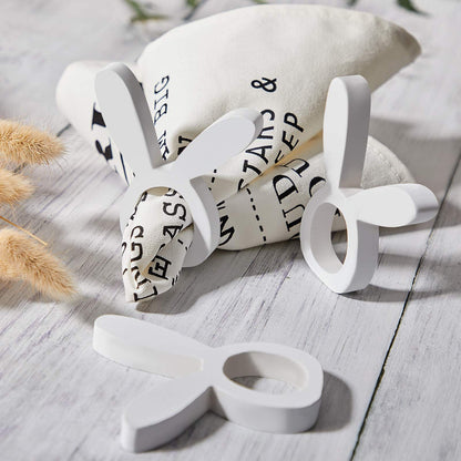 8 Pieces Wooden Easter Bunny Rabbit Napkin Rings Wooden Dinner Easter Napkins Ring Table Dinner for Party (White,Rabbit)