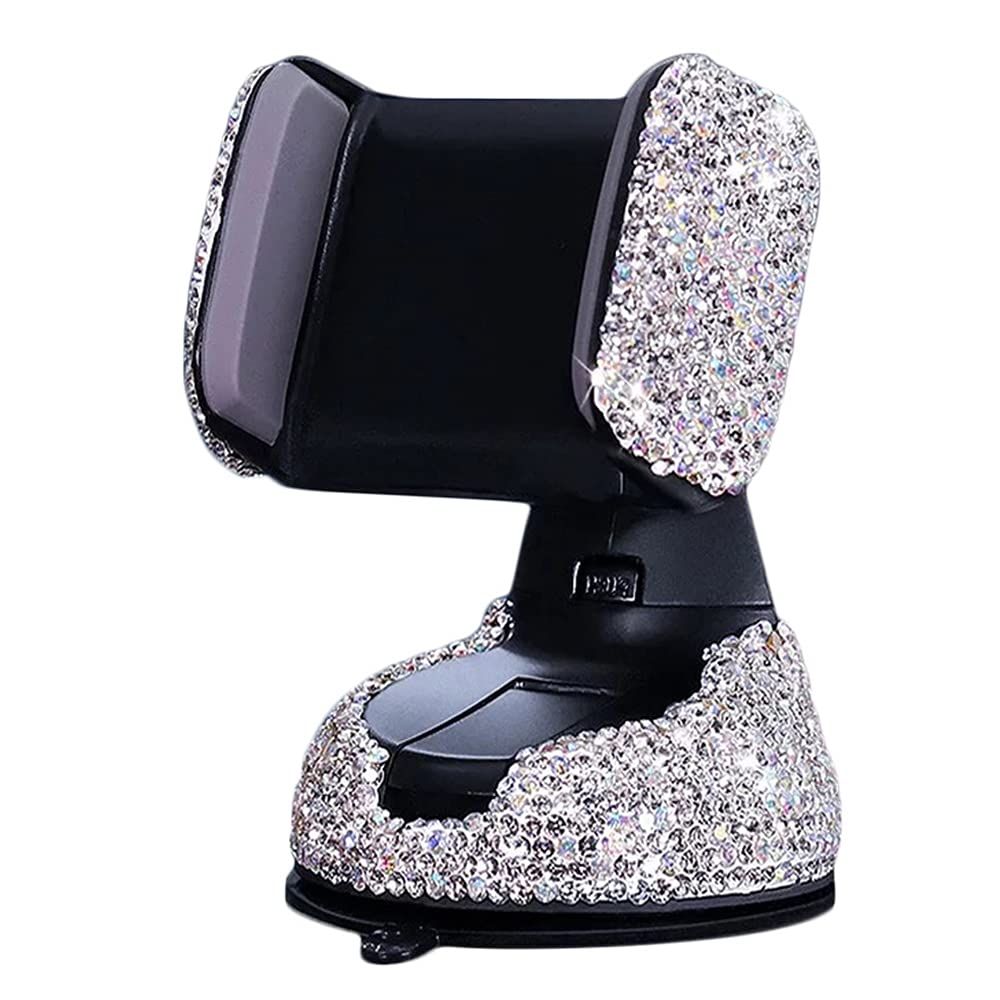 Cell Phone Holder, 360°Adjustable Phone Mount with One More Air Vent Base, Crystal Car Interior Decoration