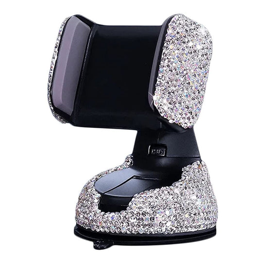 Cell Phone Holder, 360°Adjustable Phone Mount with One More Air Vent Base, Crystal Car Interior Decoration