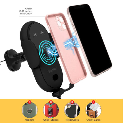 Wireless Car Charger Mount Fast Charger, Wireless Car Charger Air Vent, Automatic Clamping Phone Holder