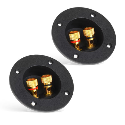 2PCS Round 2-Way Speaker Box Terminal Cup Binding Post, Power Speaker Screw-in Terminal Plates, Subwoofer Box Terminal