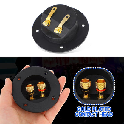 2PCS Round 2-Way Speaker Box Terminal Cup Binding Post, Power Speaker Screw-in Terminal Plates, Subwoofer Box Terminal
