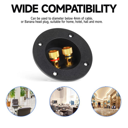 2PCS Round 2-Way Speaker Box Terminal Cup Binding Post, Power Speaker Screw-in Terminal Plates, Subwoofer Box Terminal