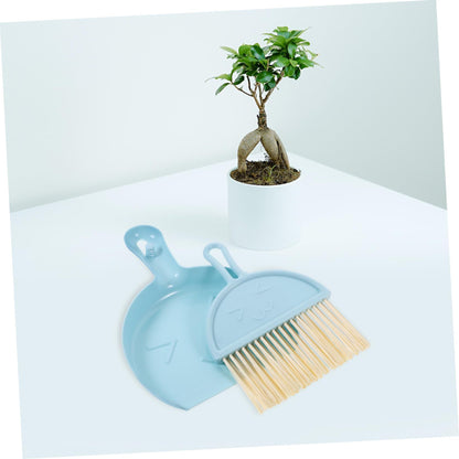 Mini Dust Pans with Brush Set,Small Broom and Dustpan Set for Home Hand Dustpan and Brush Set Kids Dust Pans(Blue)