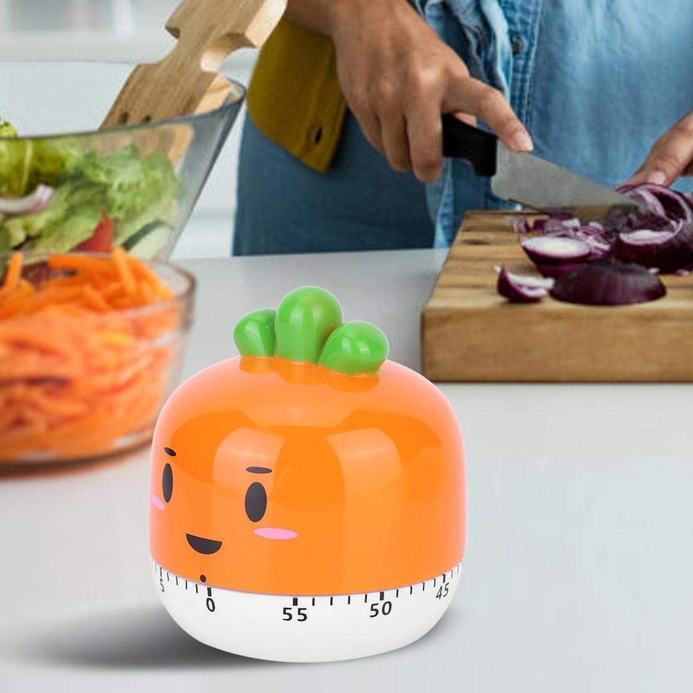 Cute Cartoon Machinery Timers Mechanical Kitchen Cooking Timer Clock Alarm Reminder Timepiece Kitchen Utensil(Orange)