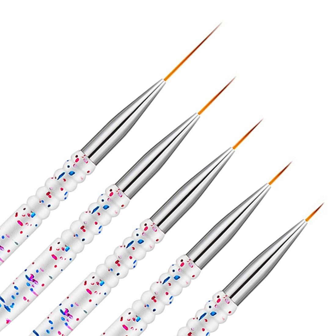 5Pcs Nail Art Liner Brushes, Nail Gel Polish Painting Brush Set, Thin Nail Art Dotting Drawing Pen (7/9/11/15/20mm)