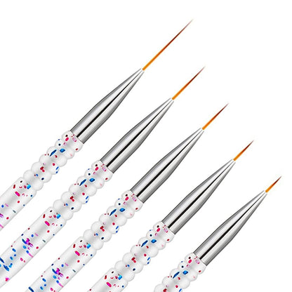 5Pcs Nail Art Liner Brushes, Nail Gel Polish Painting Brush Set, Thin Nail Art Dotting Drawing Pen (7/9/11/15/20mm)