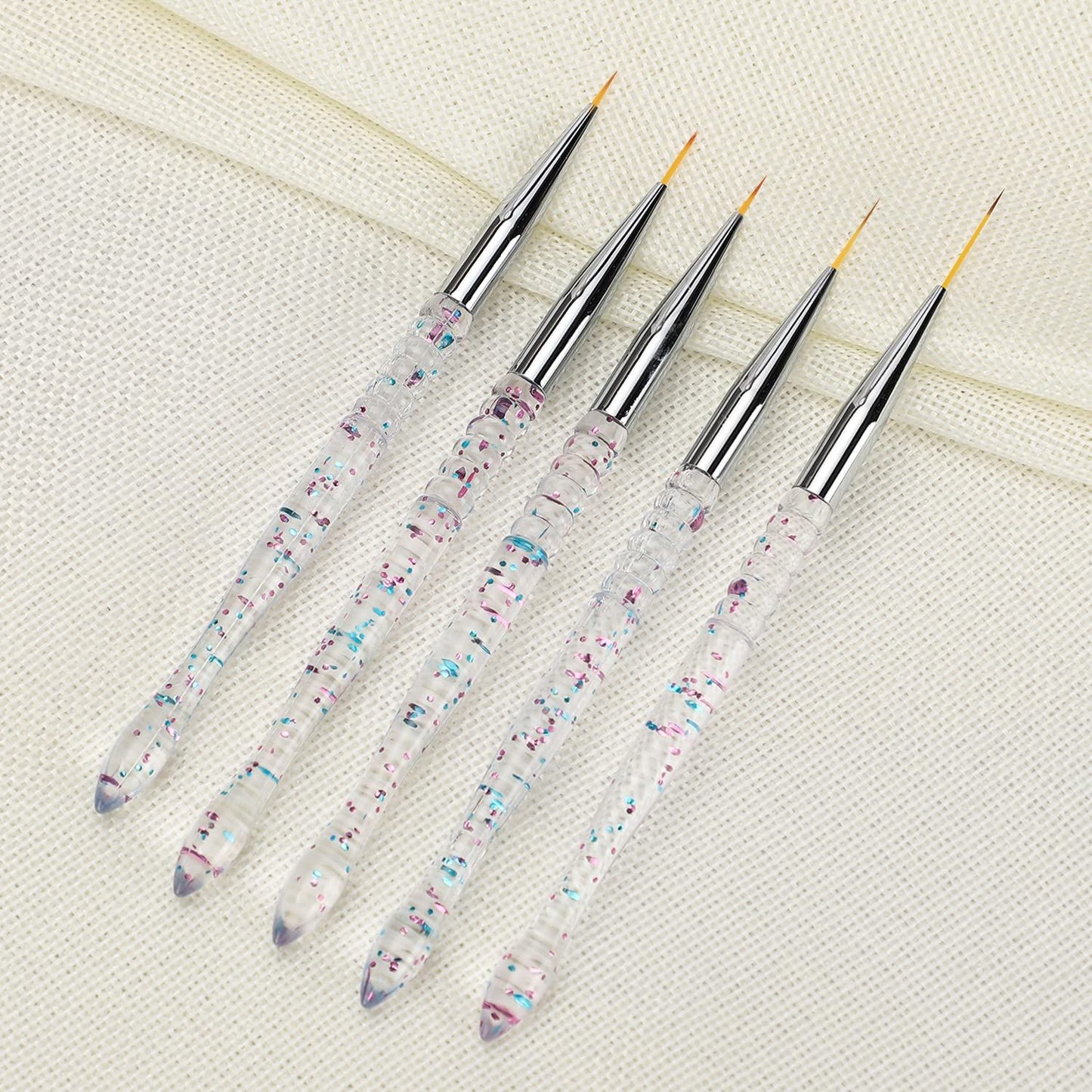 5Pcs Nail Art Liner Brushes, Nail Gel Polish Painting Brush Set, Thin Nail Art Dotting Drawing Pen (7/9/11/15/20mm)