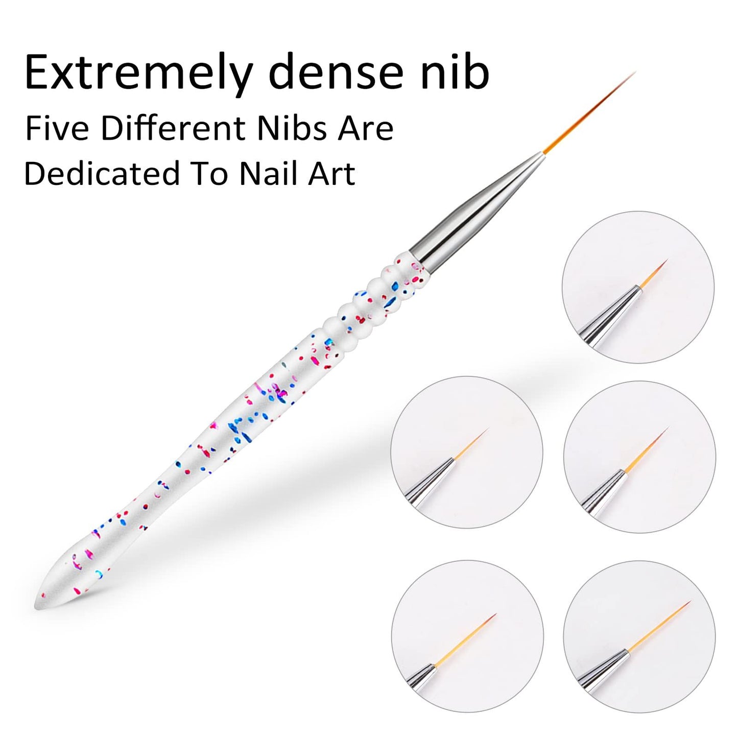 5Pcs Nail Art Liner Brushes, Nail Gel Polish Painting Brush Set, Thin Nail Art Dotting Drawing Pen (7/9/11/15/20mm)