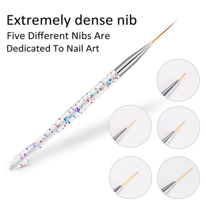 5Pcs Nail Art Liner Brushes, Nail Gel Polish Painting Brush Set, Thin Nail Art Dotting Drawing Pen (7/9/11/15/20mm)