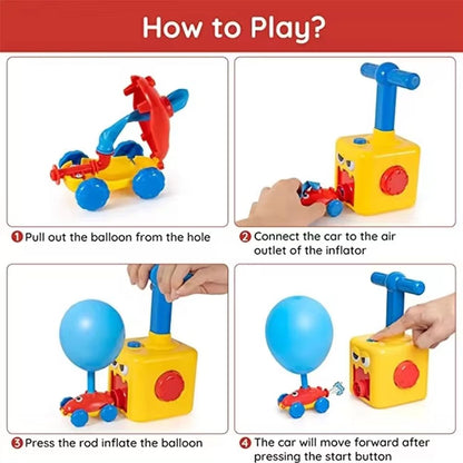 Launcher Toy Set, Balloon Toys for Kids, Inflatable Balloon Pump Racing Car, Balloon Car Toy with Pump Party Supplies