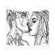 Women/Men Abstract Sketch Art Kiss Lovers Tapestry/Kissing Tapestry Wall Hanging Black and White Line Art Tapestry