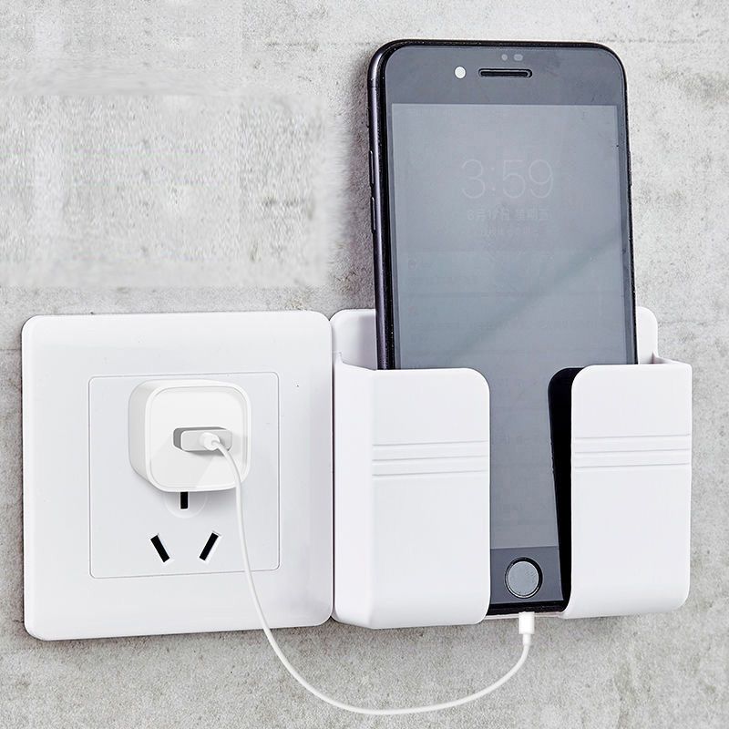 Wall Mount Phone Holder, Phone Stand with Adhesive and Data Cable Receiving Hole, Phone Holder for Shower, Charging, RV