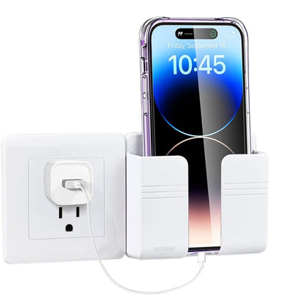 Wall Mount Phone Holder, Phone Stand with Adhesive and Data Cable Receiving Hole, Phone Holder for Shower, Charging, RV