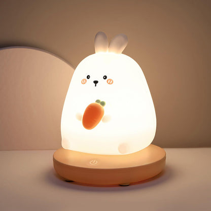 Cute Carrot Rabbit LED Baby Night Light Silicone Children's Night Light Rabbit Children's Room Adjustable Night Light