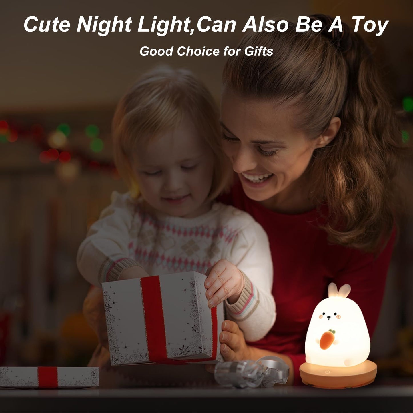 Cute Carrot Rabbit LED Baby Night Light Silicone Children's Night Light Rabbit Children's Room Adjustable Night Light