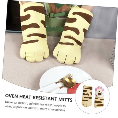 2 pcs Cat's Claw Oven Mitts Cute Oven Mitts Double Oven Glove hot Mitts Oven Pot Holders Baking Mitts Kitchen Mitt Oven Gloves