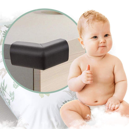 4 Pieces Set Corner Protector | Baby Proofing Table Corner Bumper Guard | Child Safety Furniture Fireplace Corner Edge (Black)