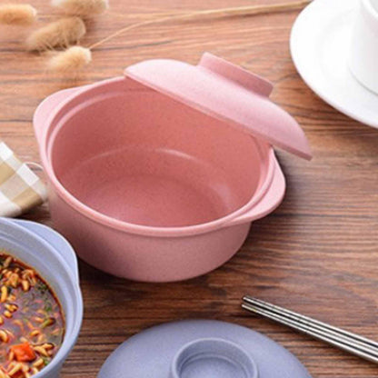 Microwave Ramen Bowl, Noodle Bowl Portable Ramen Cooker Soup Bowl With Lid Noodles Mug Cute Noodle Bowl Ramen Noodle Bowl Pink