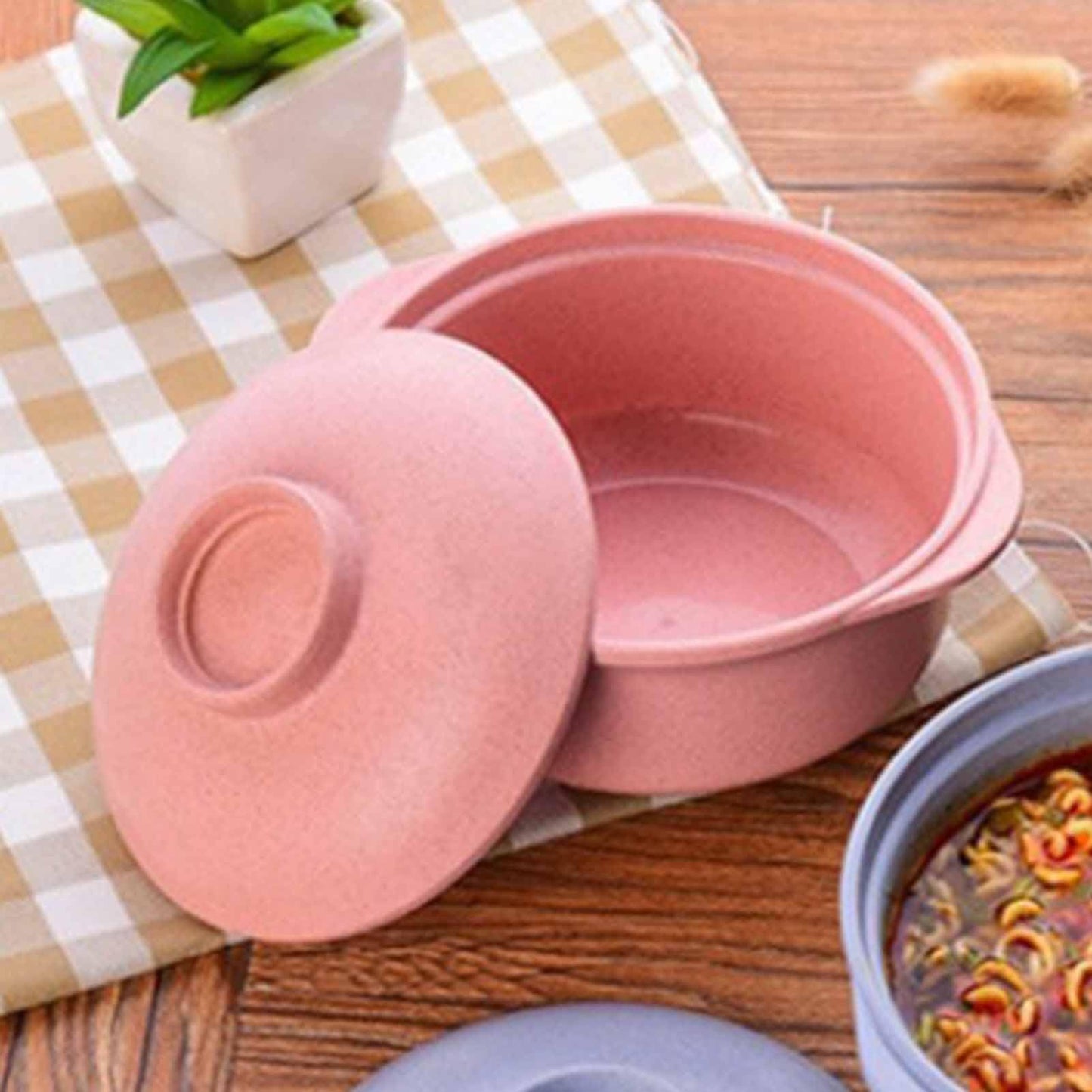 Microwave Ramen Bowl, Noodle Bowl Portable Ramen Cooker Soup Bowl With Lid Noodles Mug Cute Noodle Bowl Ramen Noodle Bowl Pink