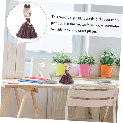 1pc Bubble Girl Ornament Girl Room Decor Car Decoration Creative Craft Desktop Doll Craft Cartoon Girl Decor Birthday Ornament