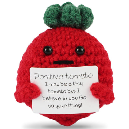 Mini Funny Crochet Tomato Doll Creative Cute 3 inch Cheer Up Gifts for Friends Party Decoration Encouragement