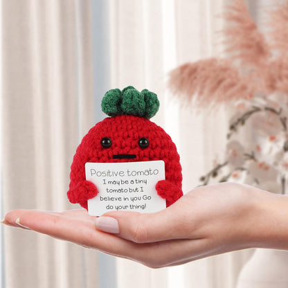 Mini Funny Crochet Tomato Doll Creative Cute 3 inch Cheer Up Gifts for Friends Party Decoration Encouragement