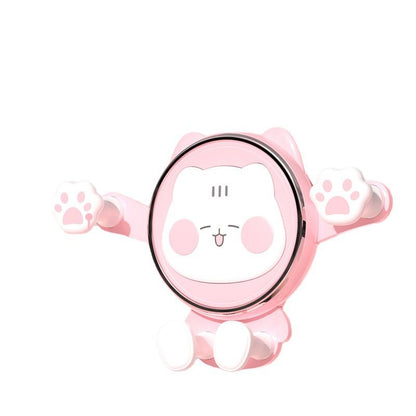 Cute Cat Phone Holder for Car, Animal Pink Phone Mount for Women, Air Vent, Universal 360° Adjustable Auto Stand