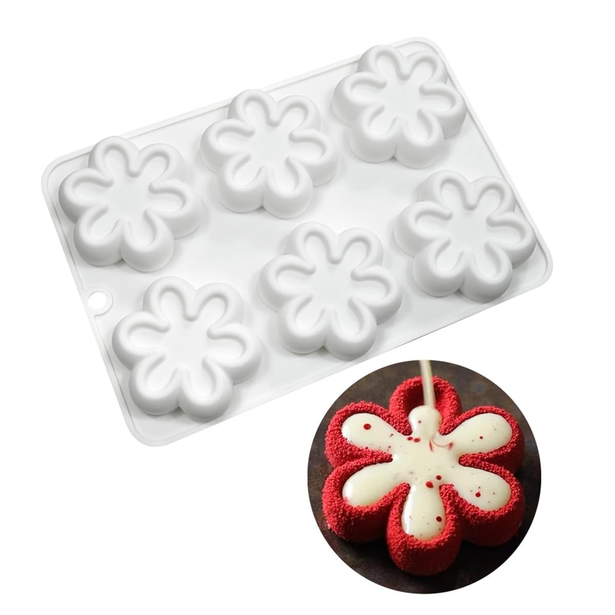 Flower Shape Chocolate Candy Molds Silicone Baking Mold Ice Cube Tray-Wedding Festival,Parties and DIY Crafts Pudding