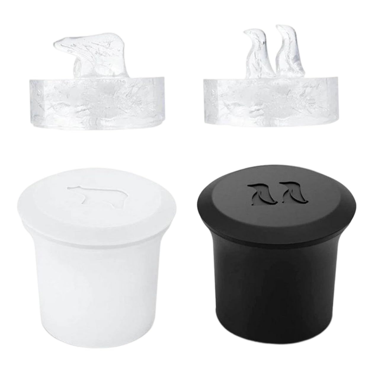 3D Silicone Ice Cube Trays, 2PCS Polar Bear Penguin Shape Ice Cube Molds, Ice Cube Trays Molds for Whiskey Drinking Making