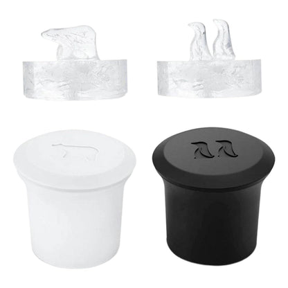 3D Silicone Ice Cube Trays, 2PCS Polar Bear Penguin Shape Ice Cube Molds, Ice Cube Trays Molds for Whiskey Drinking Making