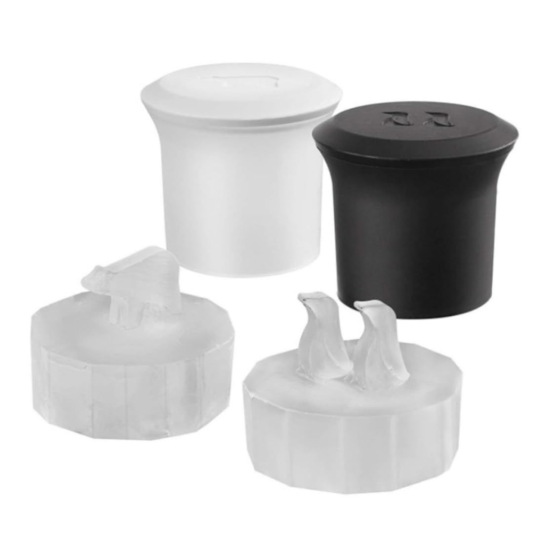 3D Silicone Ice Cube Trays, 2PCS Polar Bear Penguin Shape Ice Cube Molds, Ice Cube Trays Molds for Whiskey Drinking Making