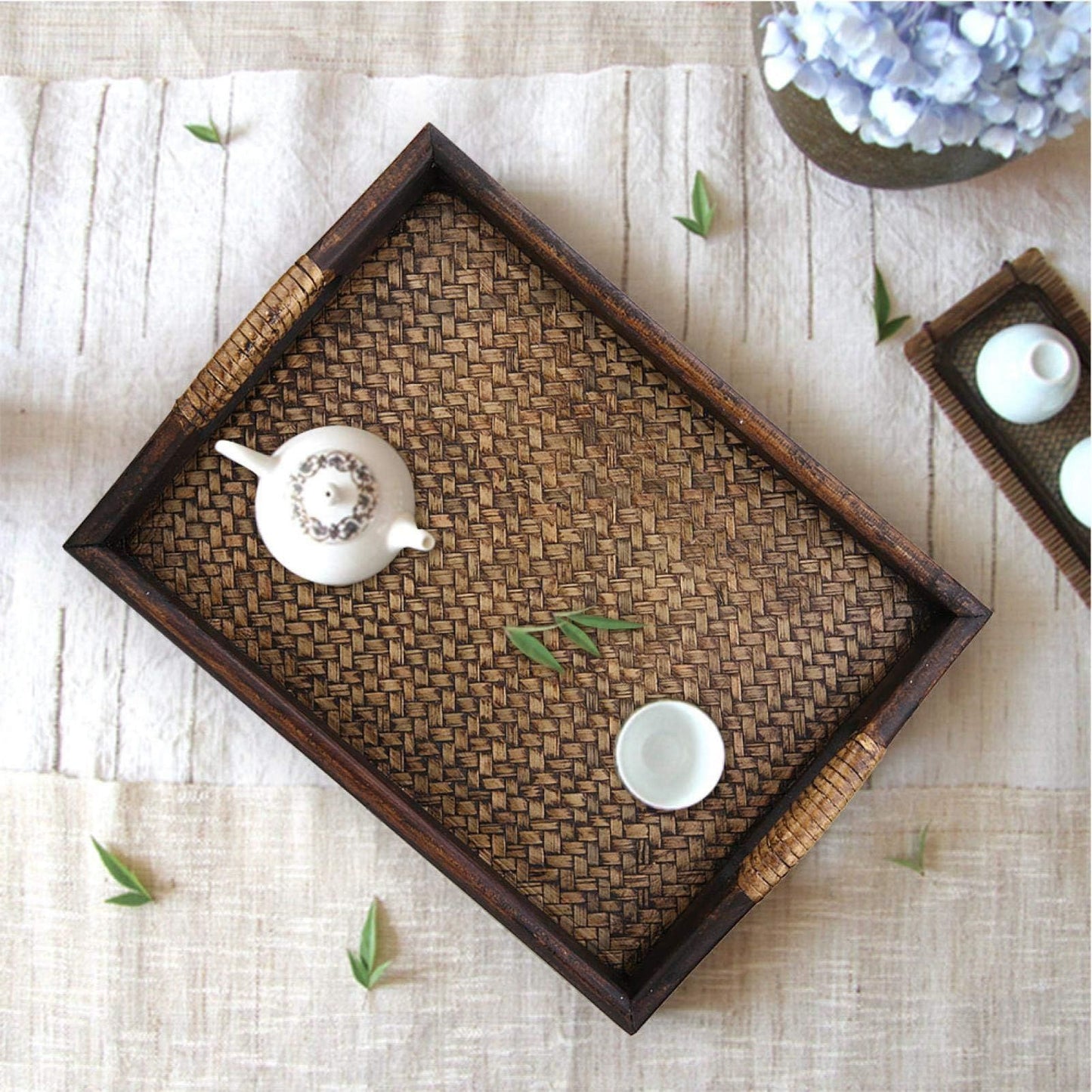 Wooden tray with handle service tray, sofa tray, food tray, dining table tray, coffee table decoration tray, spa hotel