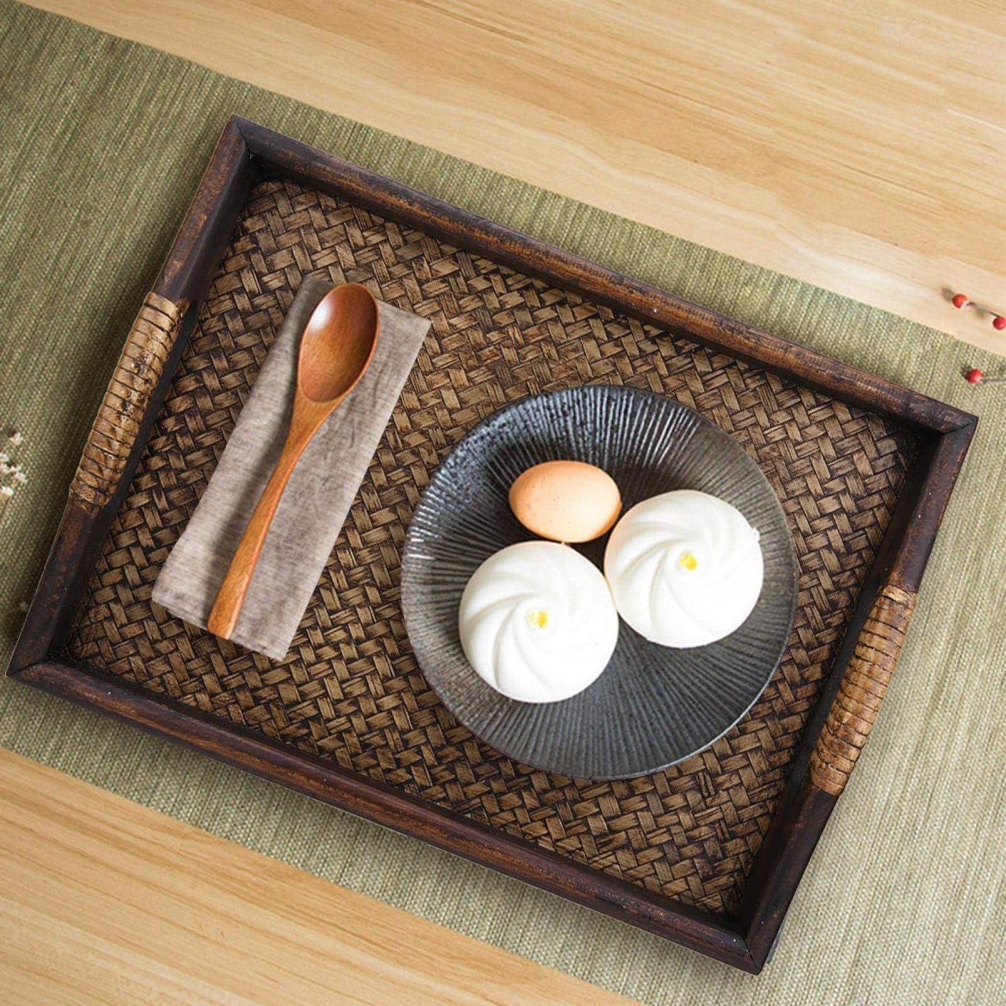 Wooden tray with handle service tray, sofa tray, food tray, dining table tray, coffee table decoration tray, spa hotel