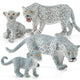 Wild Life Jungle Animal Model Figures Set 4 PCS Snow Leopard Family Forest Playset Birthday Party Favors Classrooms Gift Toys