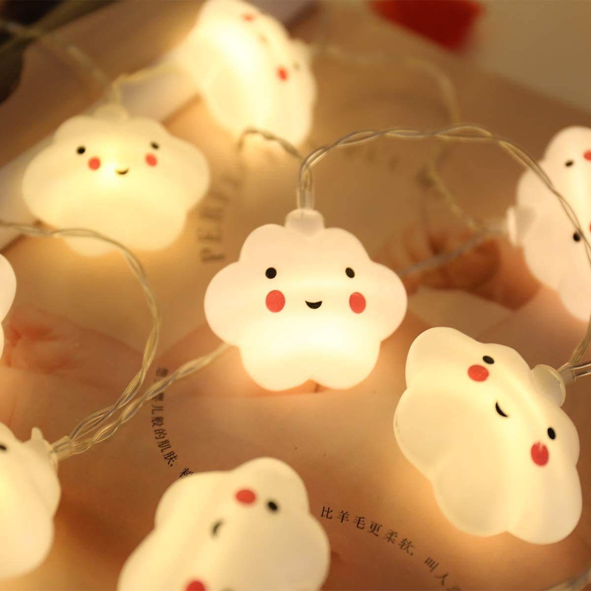 Baby Kids Cute Cloud with Face Shape Lamp Room Light Corridor Decor Small Night Light (Warm White) Halloween Christmas