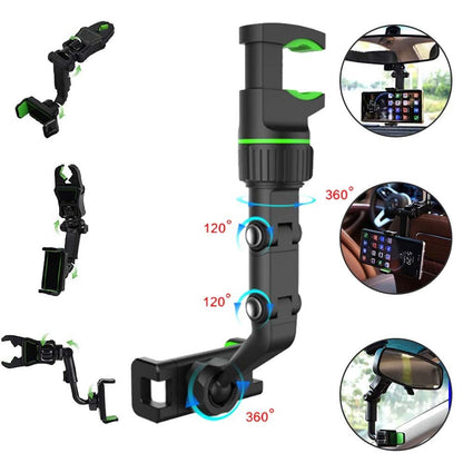 New 360° Rearview Mirror Phone Holder for Car Multifunctional Mount Phone and GPS Holder Universal Rotating Car Phone Holder