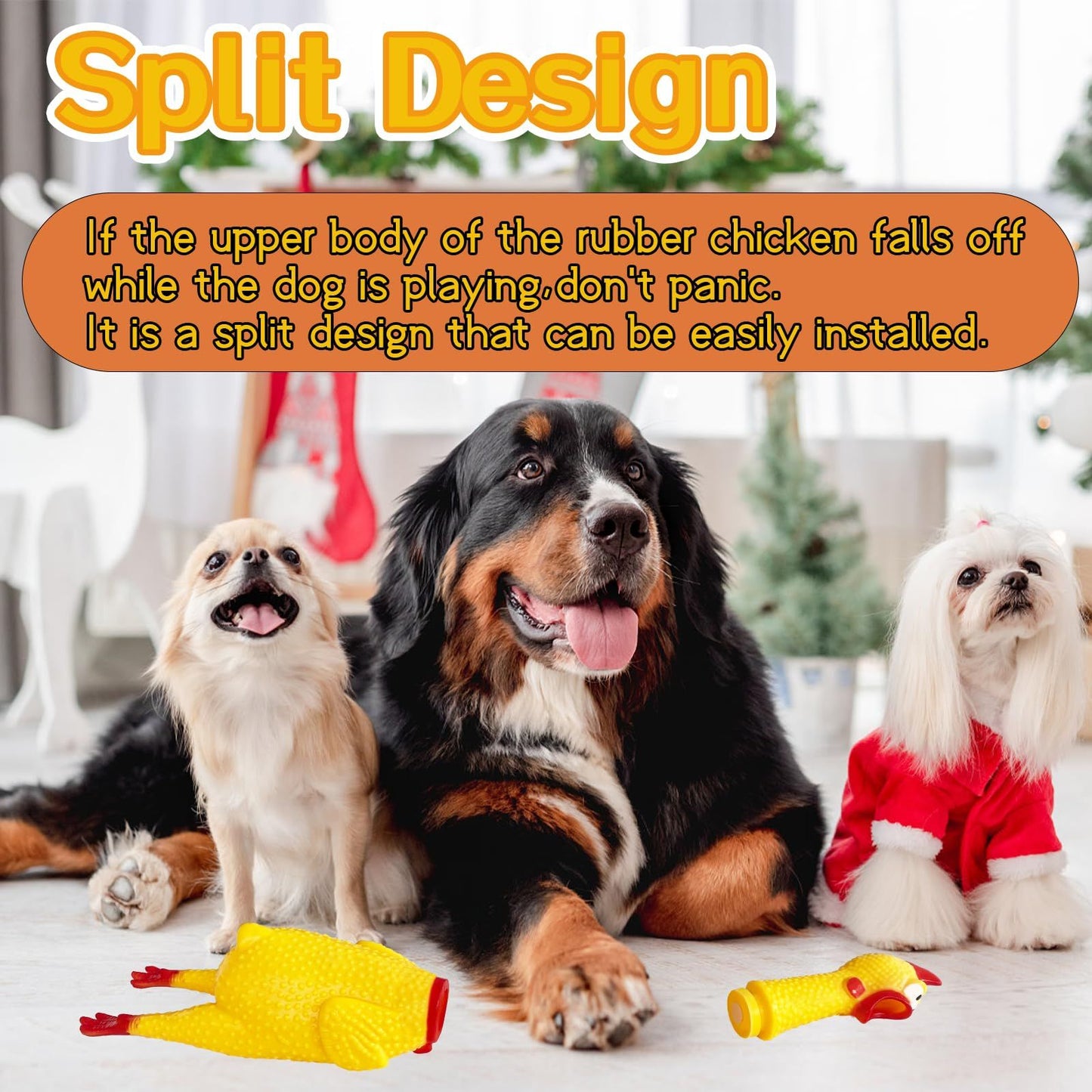 Large Rubber Chicken,Screaming Chicken Dog Toys,Yellow Rubber Squawking Chicken,Squeaky Chicken Toys,Prank Noise Maker Dog Toys