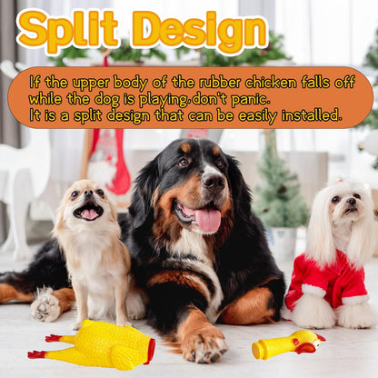 Large Rubber Chicken,Screaming Chicken Dog Toys,Yellow Rubber Squawking Chicken,Squeaky Chicken Toys,Prank Noise Maker Dog Toys