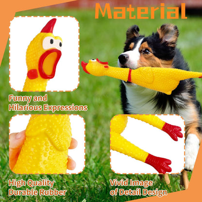 Large Rubber Chicken,Screaming Chicken Dog Toys,Yellow Rubber Squawking Chicken,Squeaky Chicken Toys,Prank Noise Maker Dog Toys