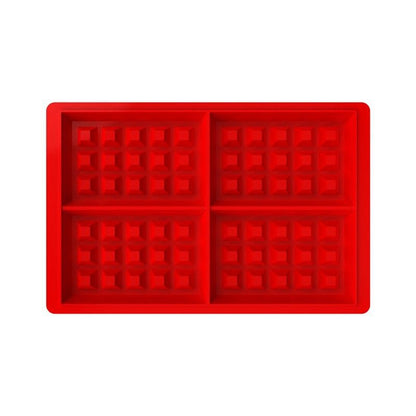 Silicone Waffle Mold for Baking, Non Stick, Dishwasher Safe, Cavity Waffle Silicone Mold Cake Chocolate Craft Candy Red