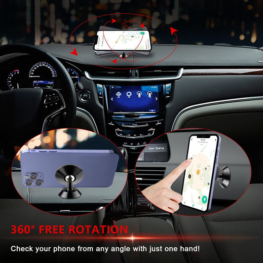 2 Pack Car Magnetic Phone Mount, Car Phone Holder for Dashboard, 360° Adjustable Magnet Cell Phone Mount Universal Dashboard Car