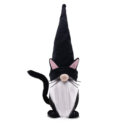 Halloween decorations, dwarf faceless dolls, cat figurines, decorations, Halloween party atmosphere props