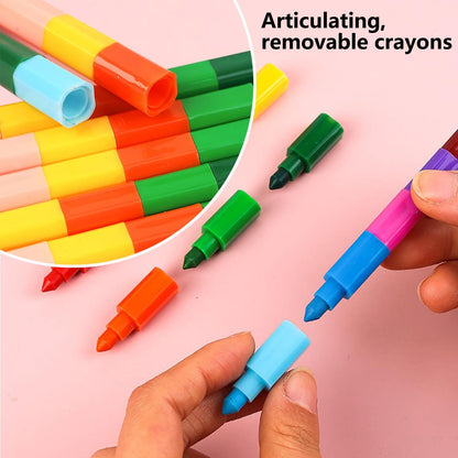12 Pieces Stacking Crayons Buildable Crayons,DIY Rainbow Pencils Stackable Crayons for Kids,Stackable Buildable 12 Colors