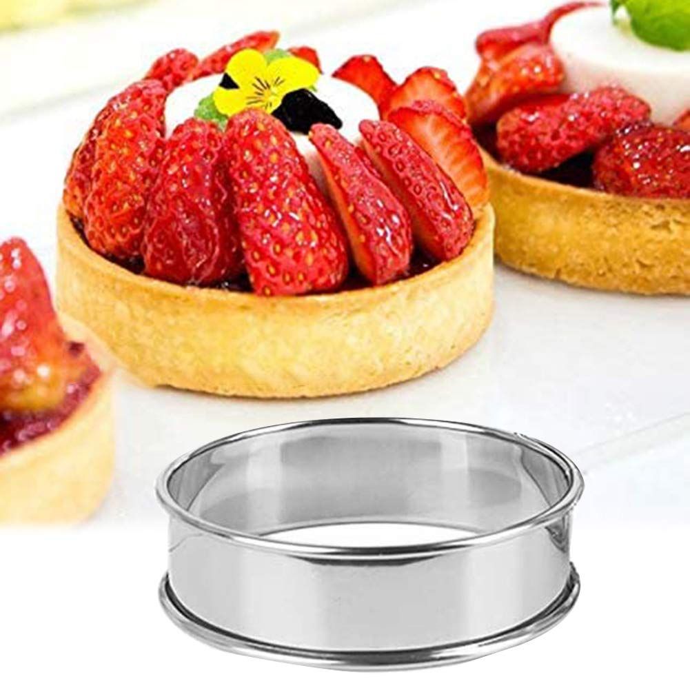 Stainless Steel Crumpet Rings, Double Rolled Tart Rings, Round Metal Cooking Pastry Ring Molds for Baking, Silver