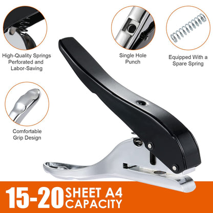 Hole Punch 8mm Single Hole Punch,Heavy Duty Hole Puncher Single,Paper Punch Portable Hand Held Long Hole Punch